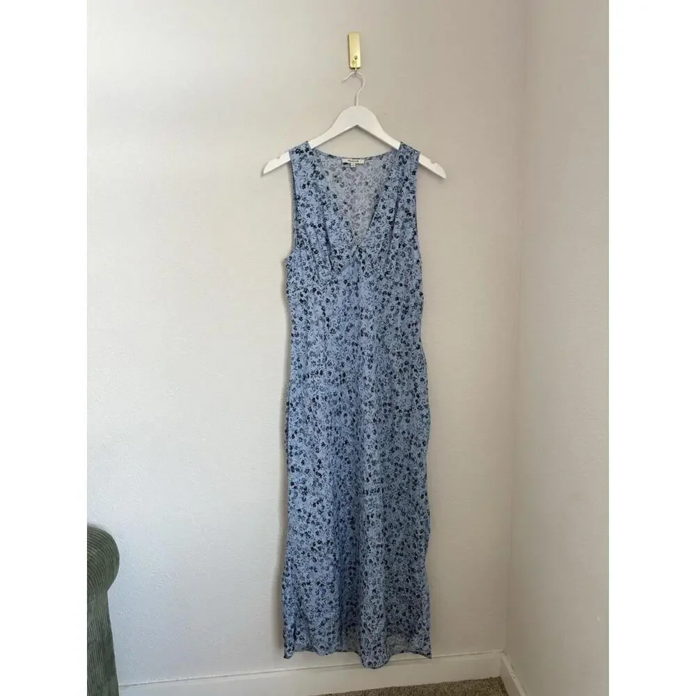 Madewell Light Blue Floral V-Neck Maxi Dress